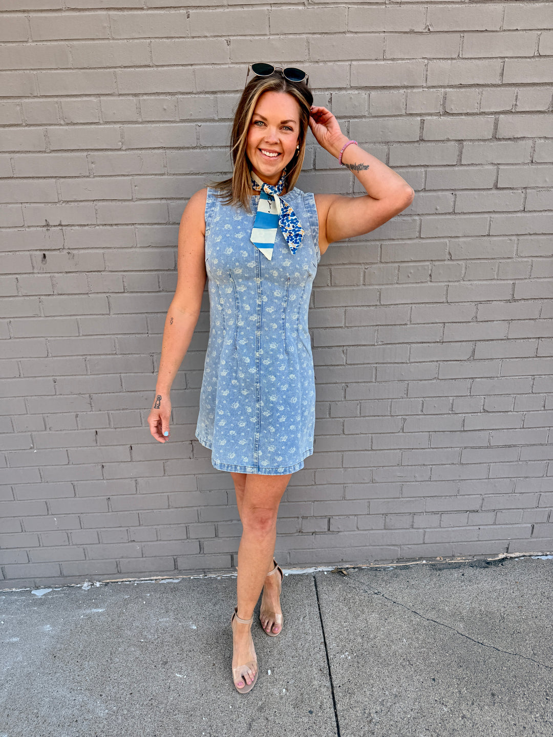 Bloom &amp; Bleach Floral Denim Mini