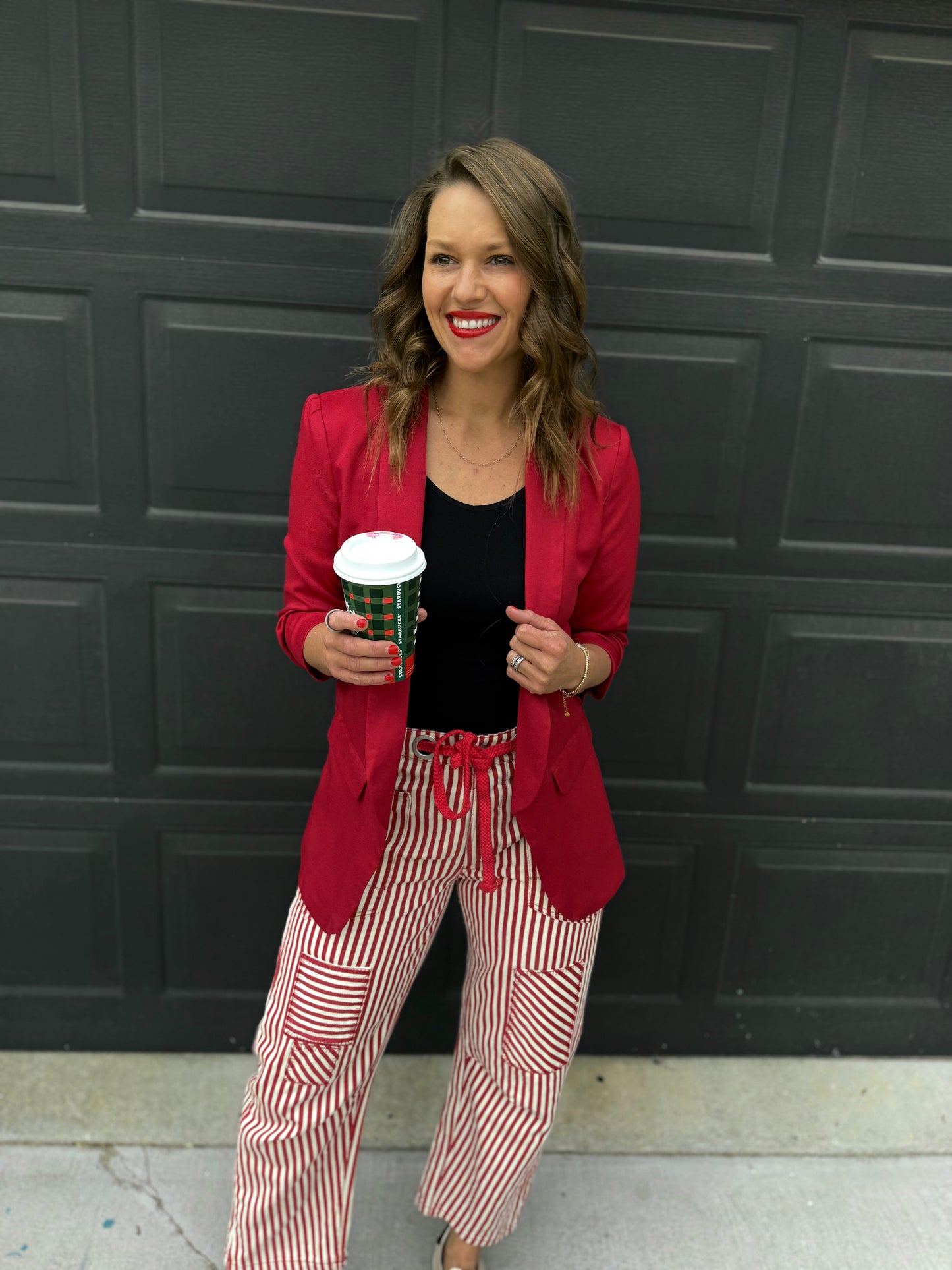 The Maroon Ruched Sleeve Blazer