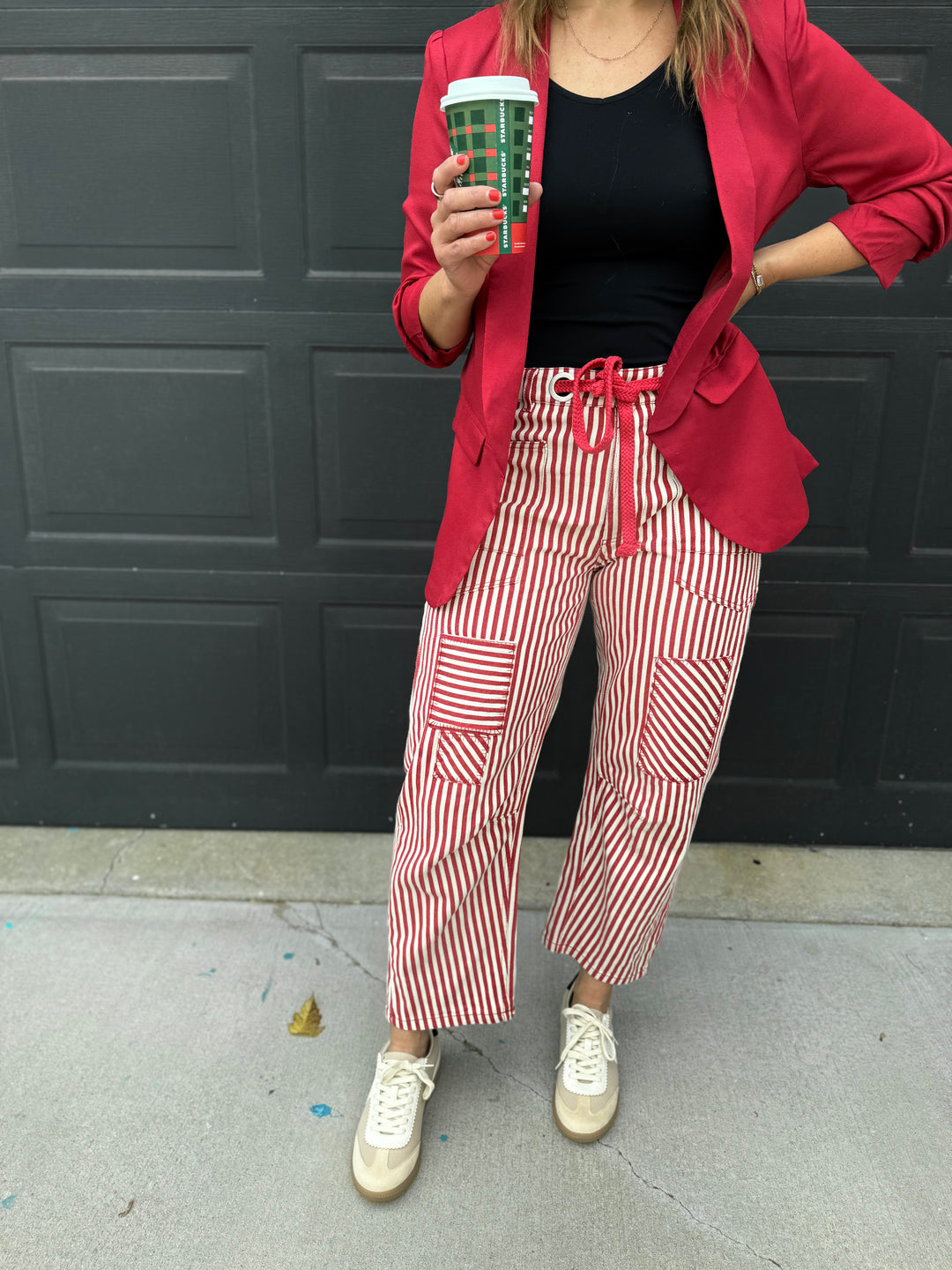 The Maroon Ruched Sleeve Blazer