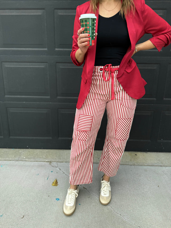 The Maroon Ruched Sleeve Blazer