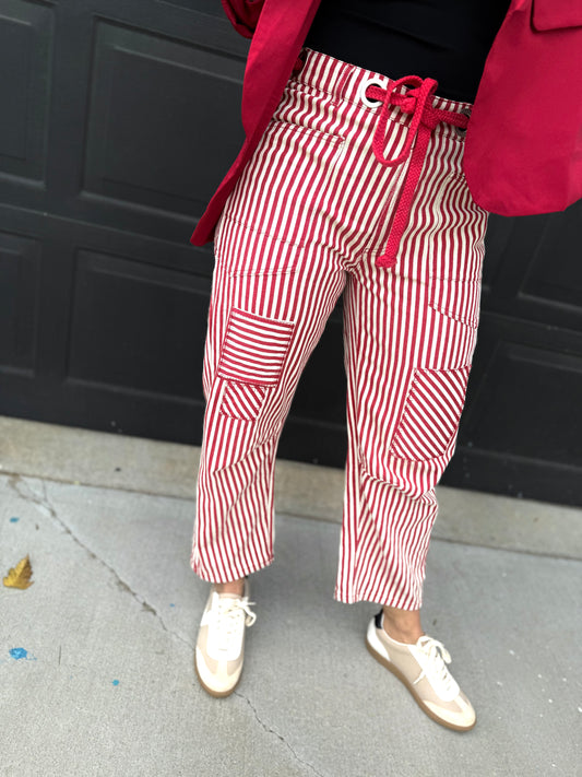 Striped Twill Barrel Pants II