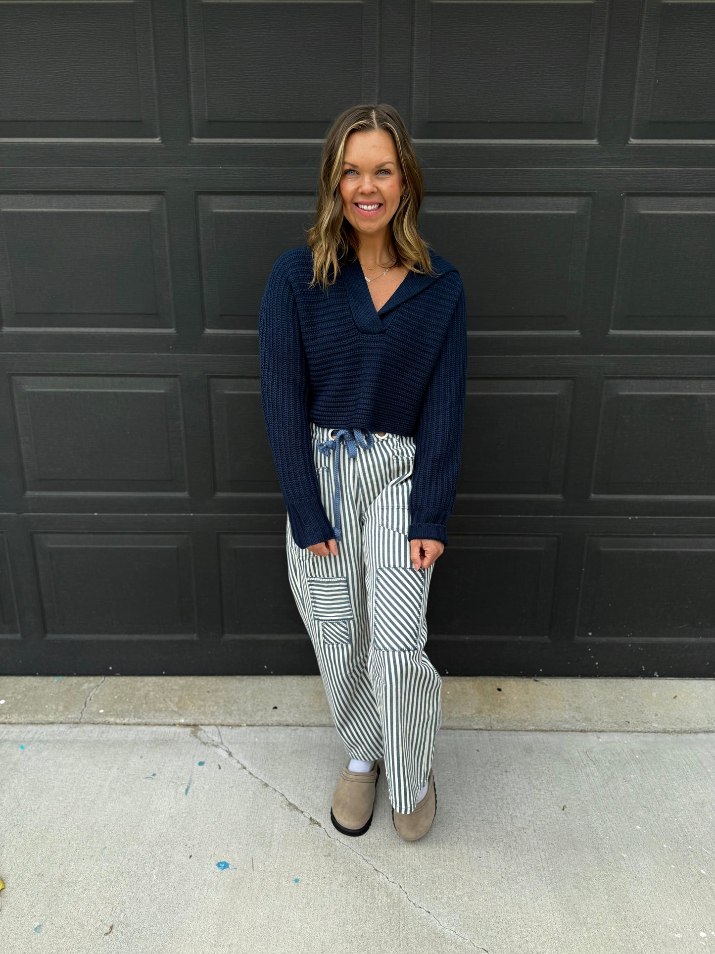 Striped Twill Barrel Pants II