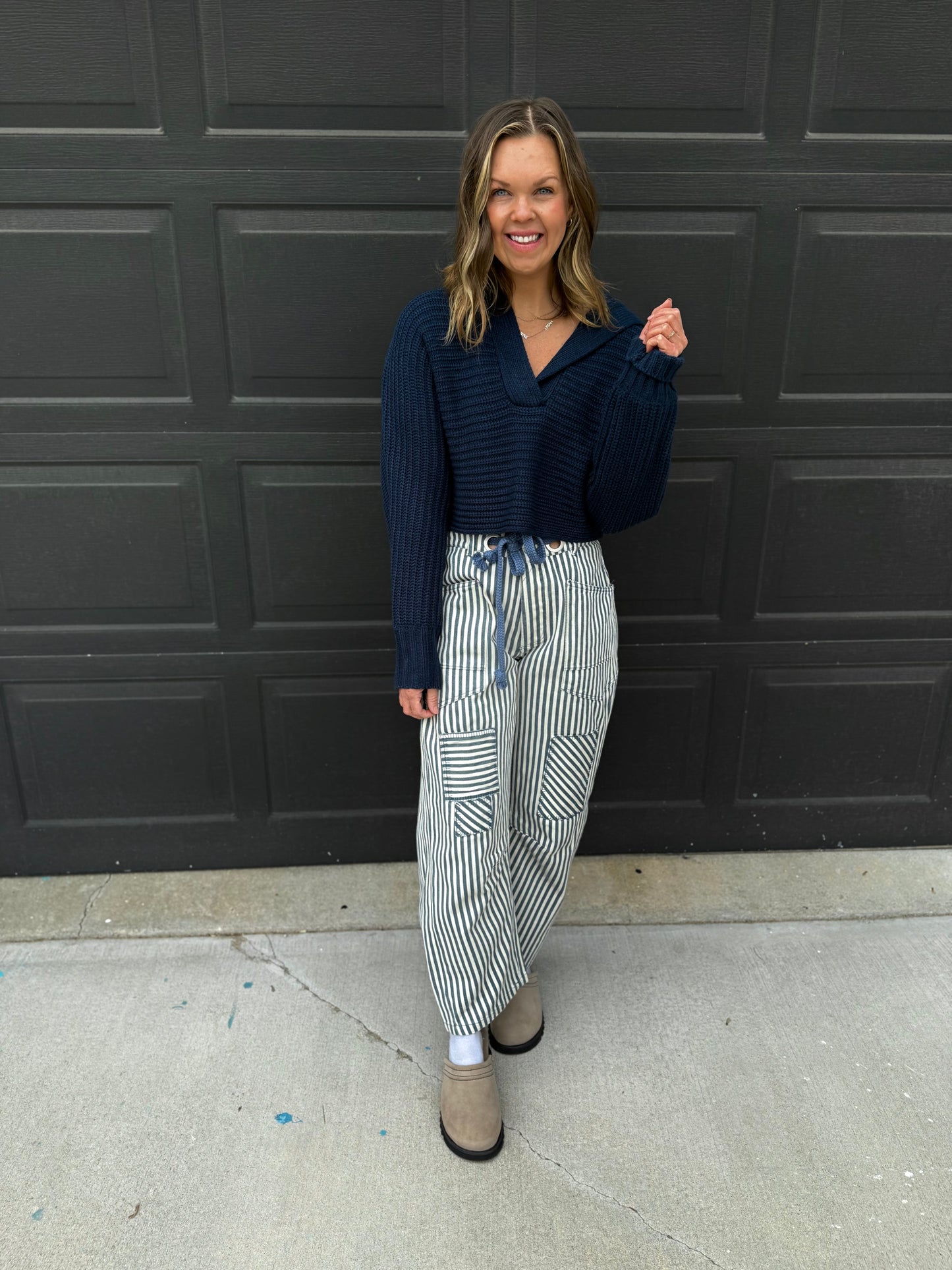Striped Twill Barrel Pants II