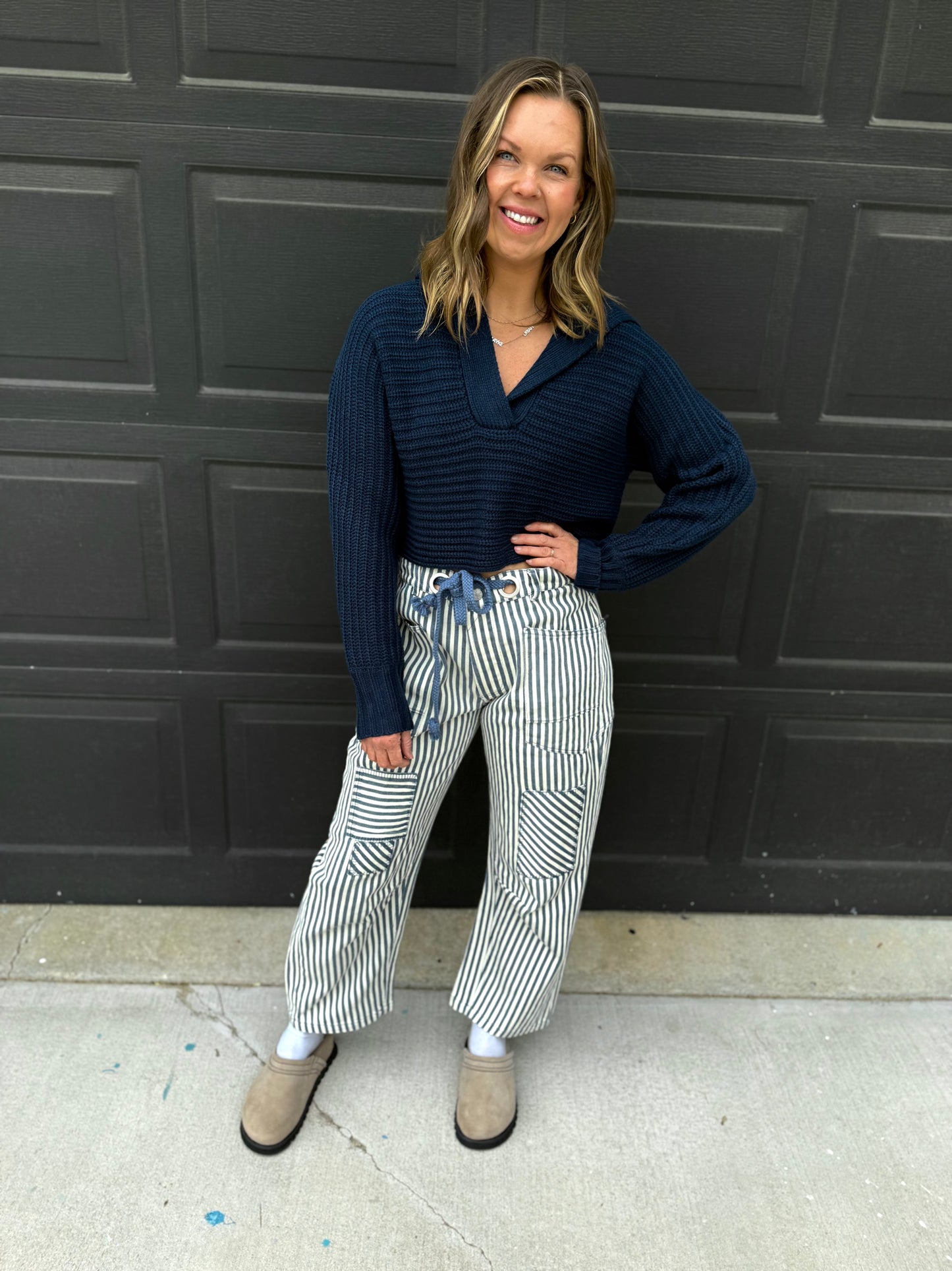 Striped Twill Barrel Pants II