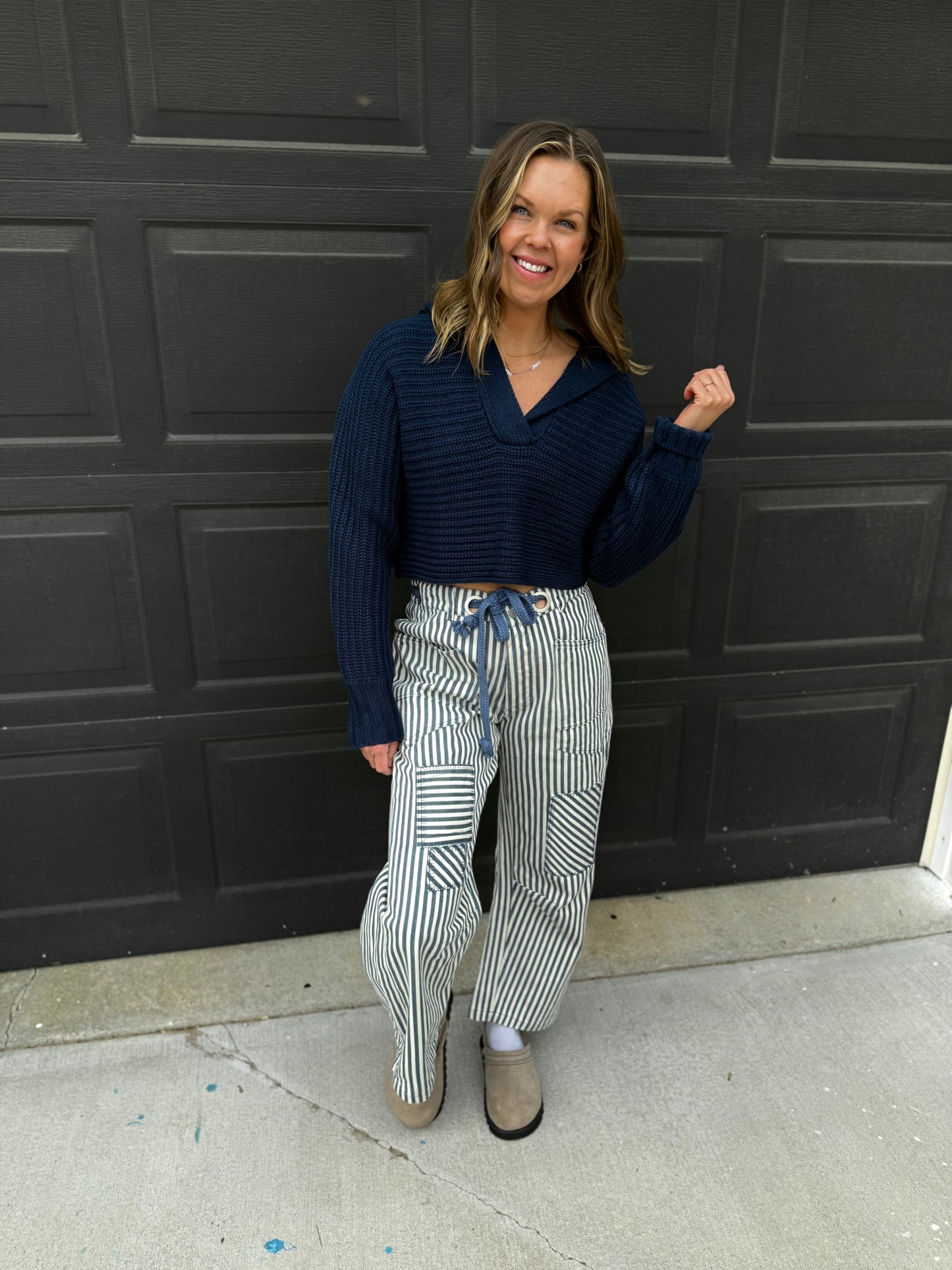 Striped Twill Barrel Pants II