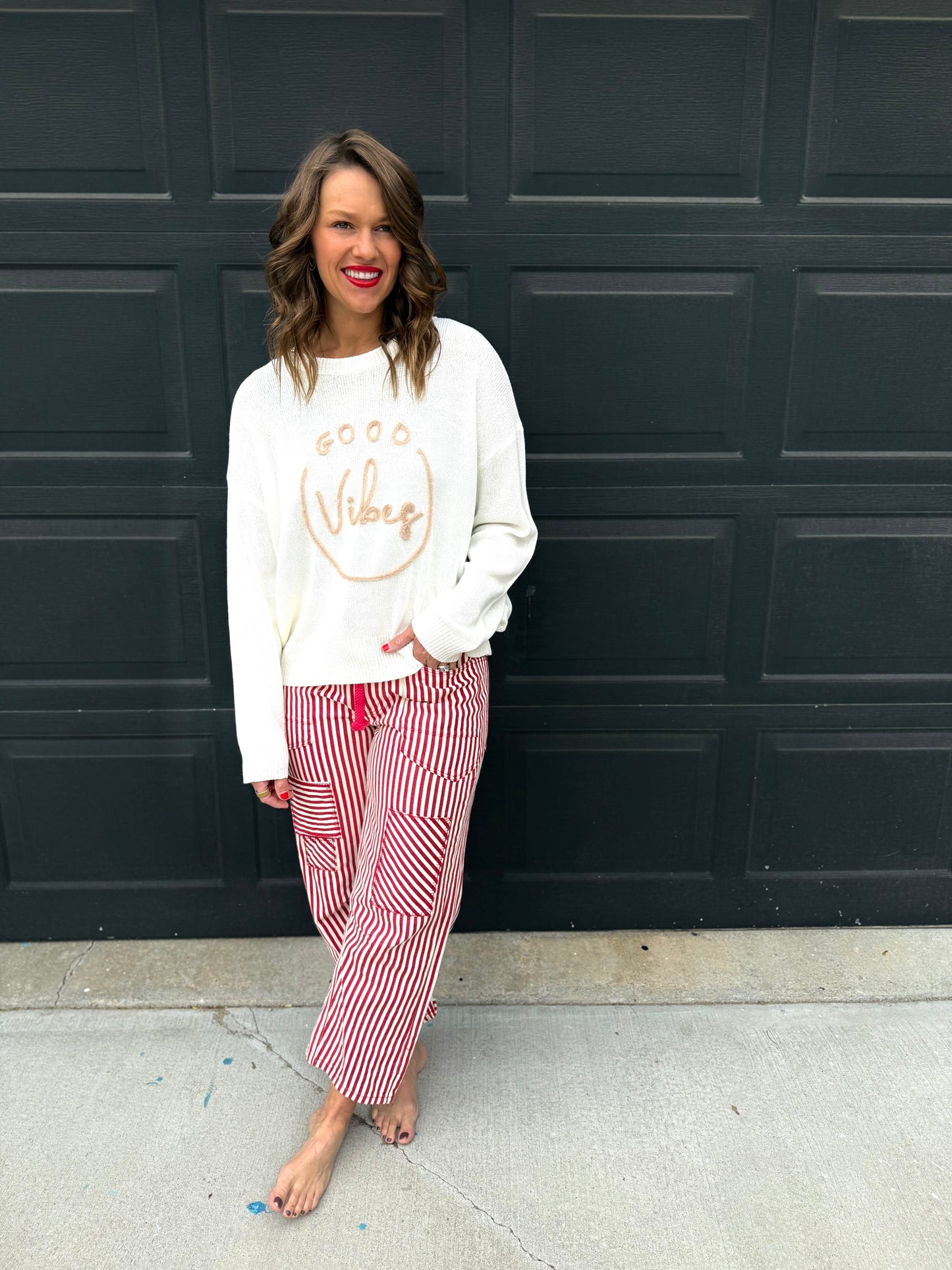 Striped Twill Barrel Pants II