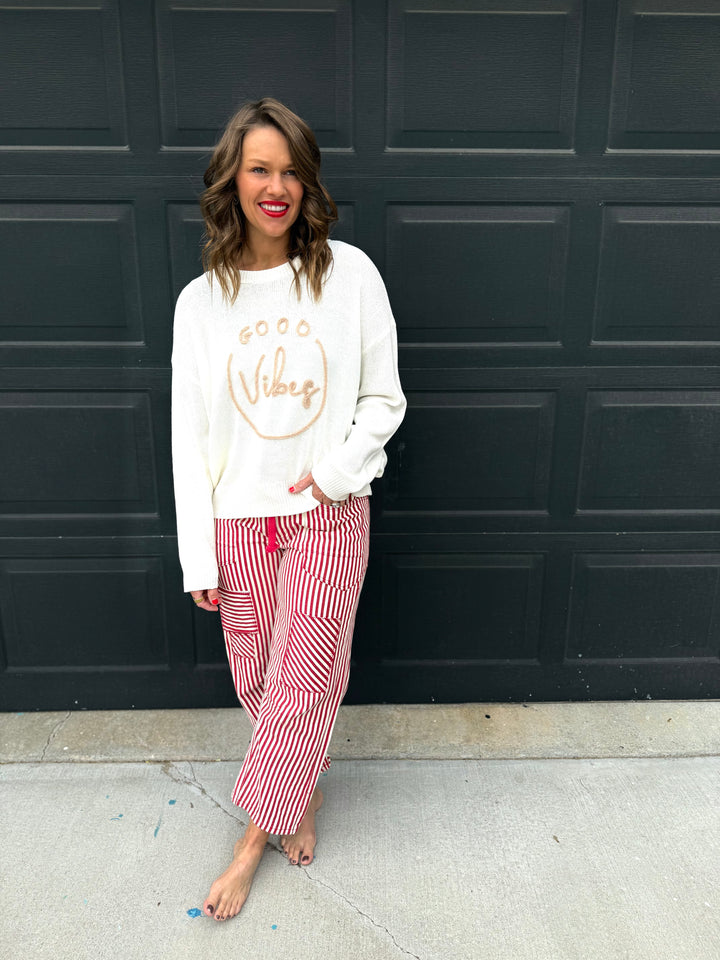 Striped Twill Barrel Pants II