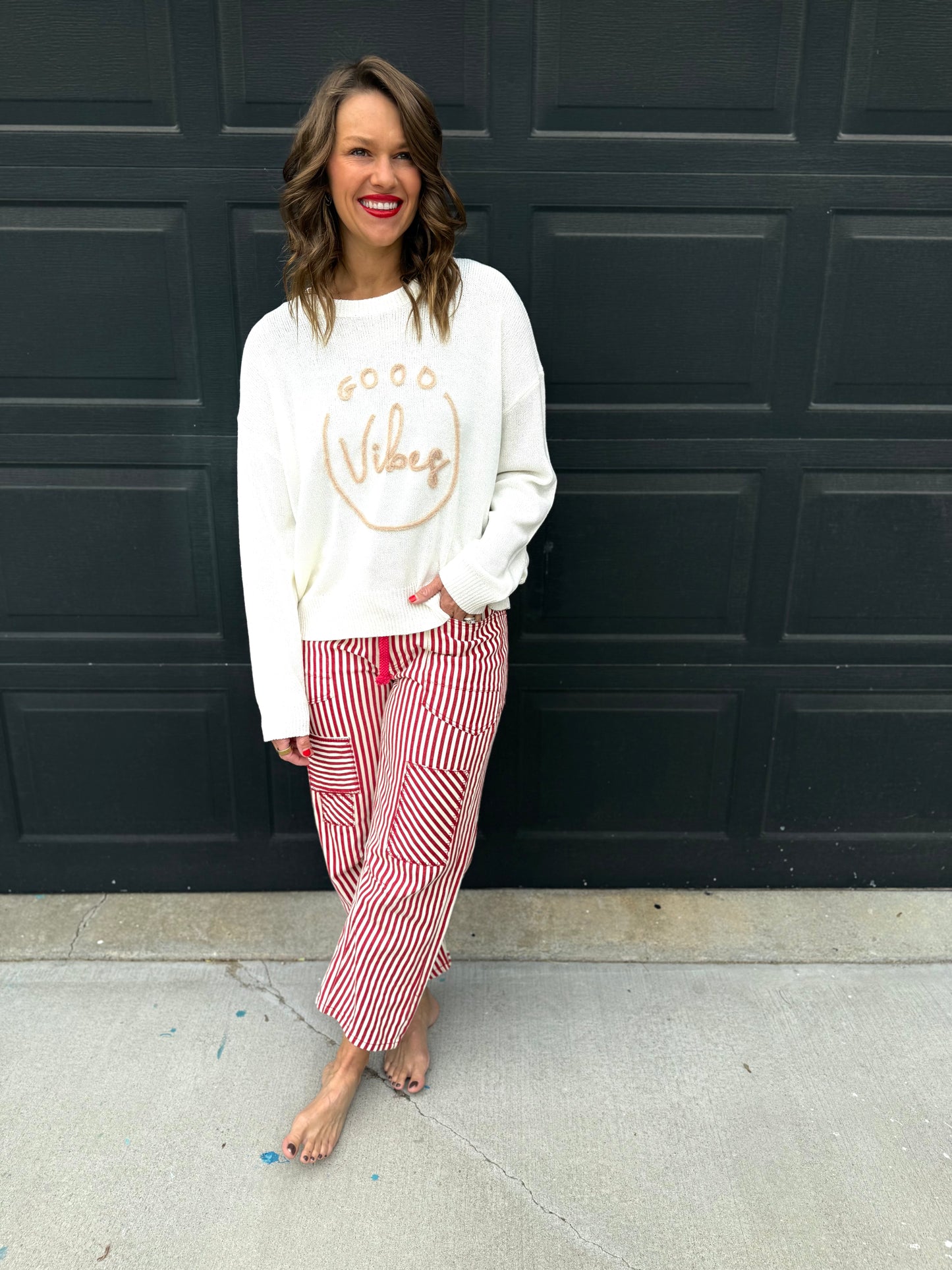 Striped Twill Barrel Pants II