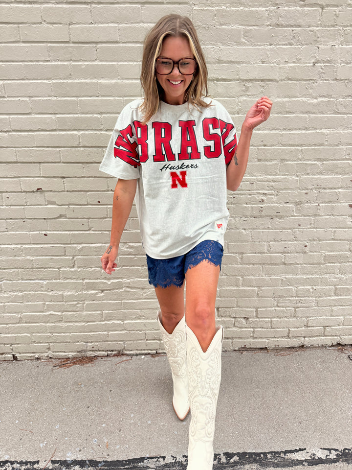 Oatmeal Oversized Tshirt Nebraska