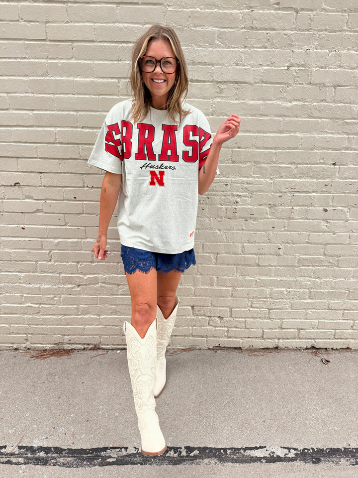 Oatmeal Oversized Tshirt Nebraska