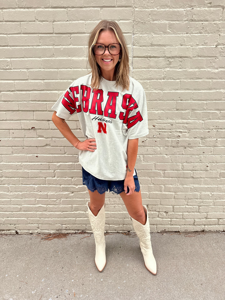 Oatmeal Oversized Tshirt Nebraska