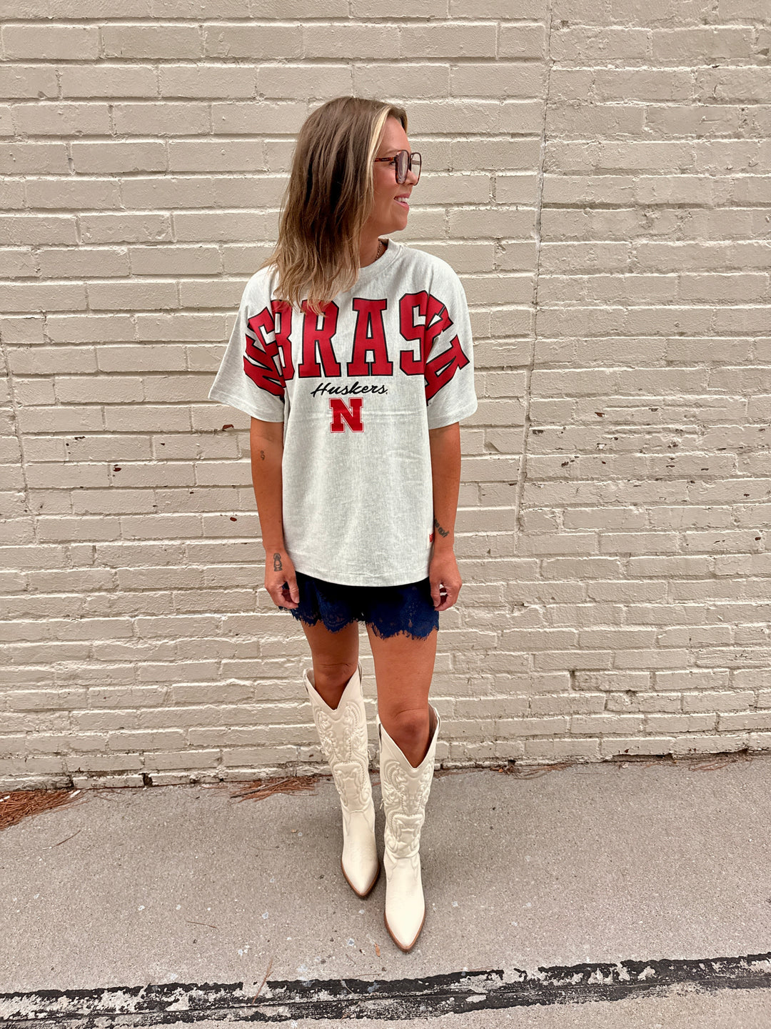 Oatmeal Oversized Tshirt Nebraska