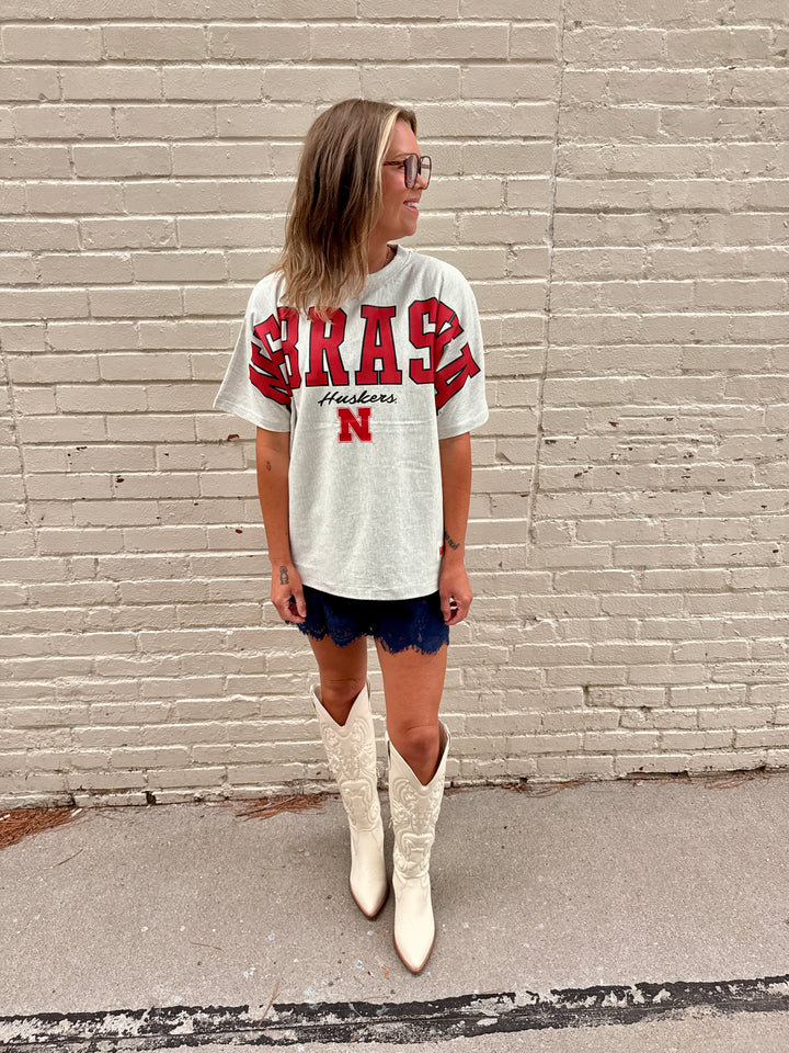 Oatmeal Oversized Tshirt Nebraska