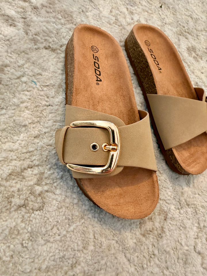 Lizzy Buckle Slide Sandals