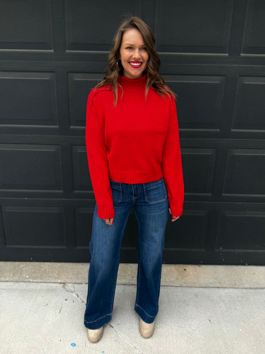 Elevate High Neck Roll Sweater