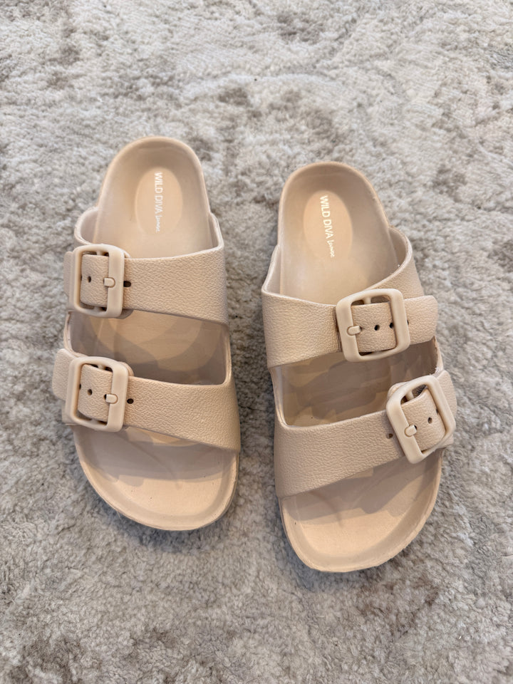 Double Buckle Sandal - Beige