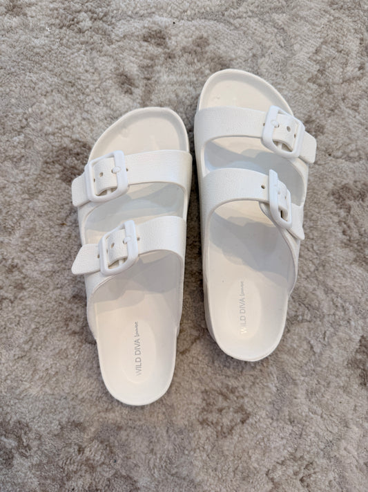 Double Buckle Sandal - White
