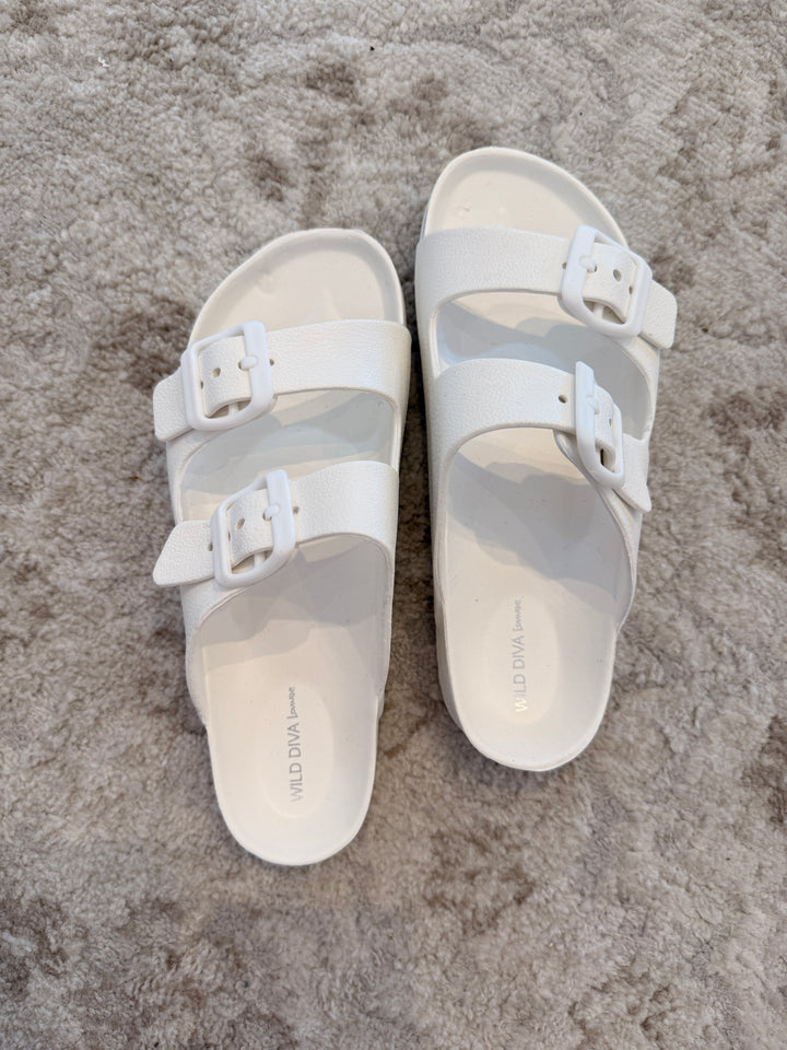 Double Buckle Sandal - White