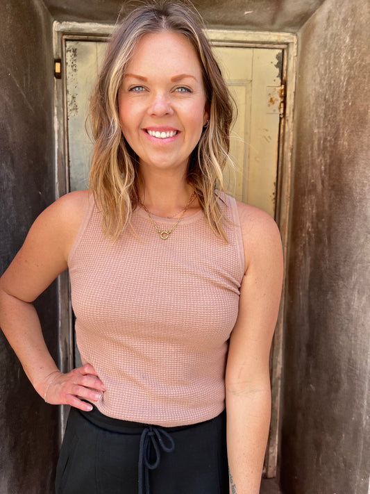 The Waffle Whisper Tank – Beige