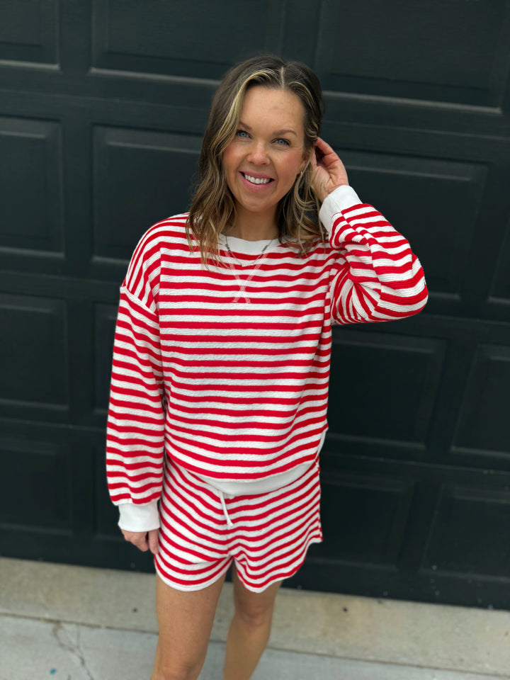 Striped Pullover &amp; Shorts Set