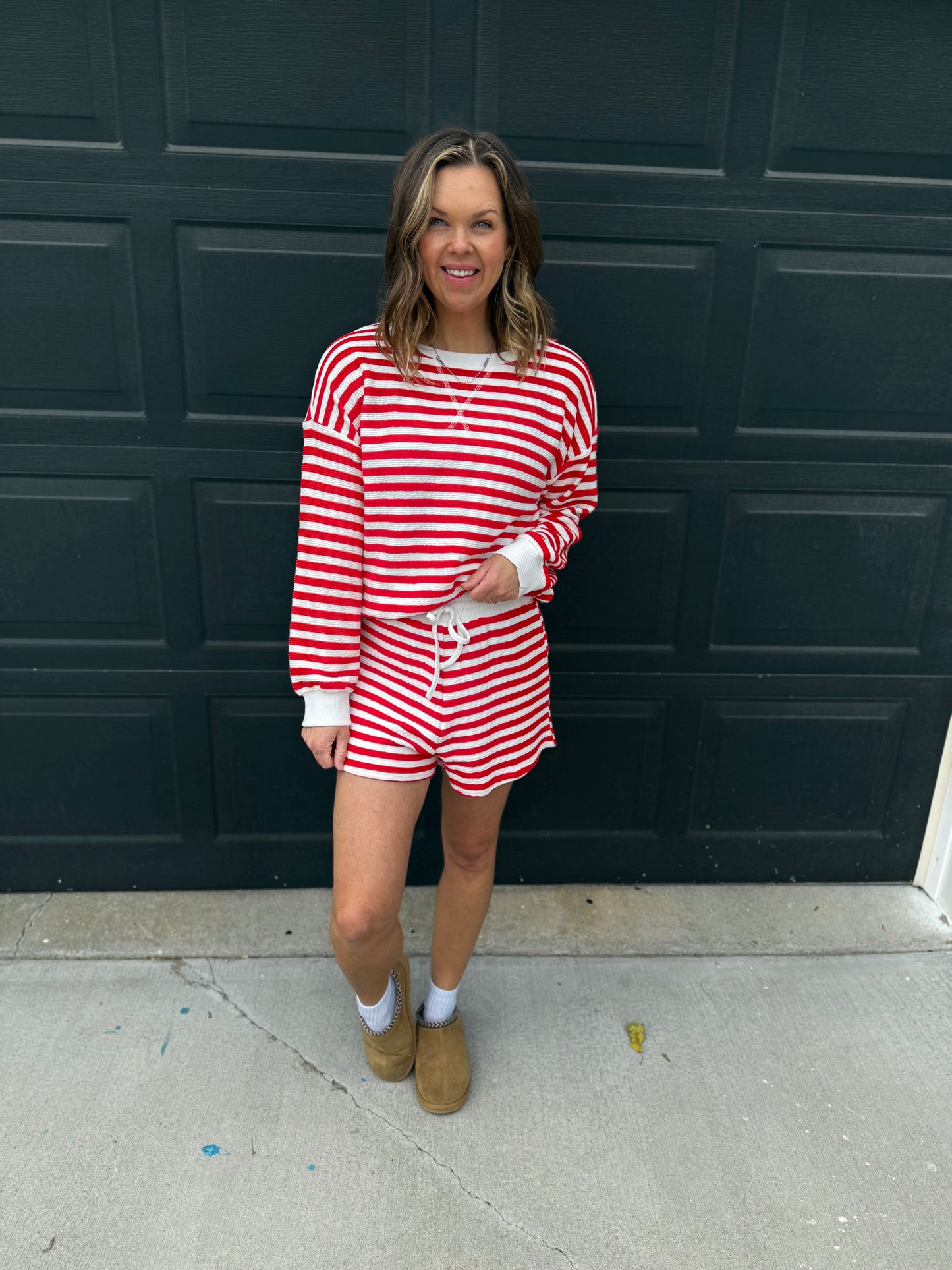 Striped Pullover & Shorts Set