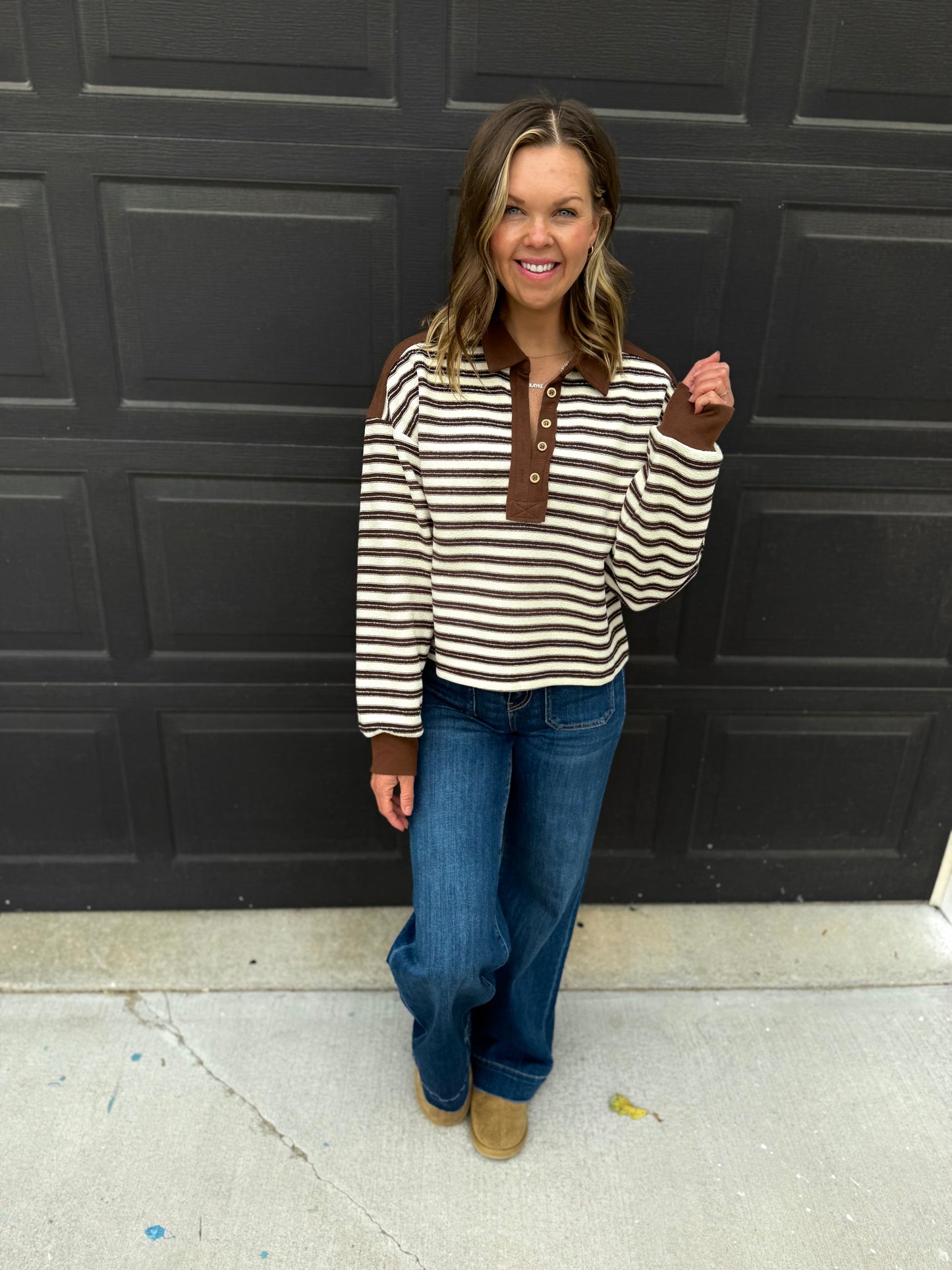 Striped Collar Pull Over