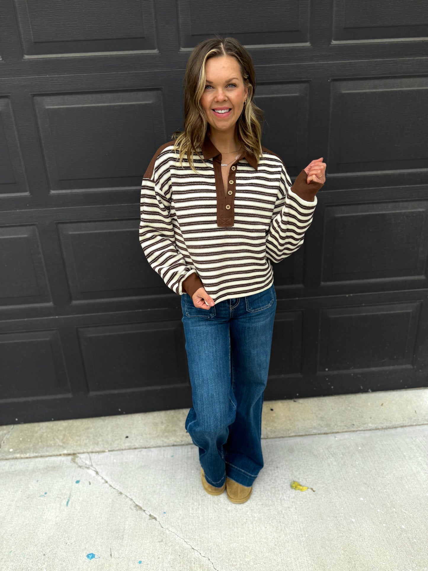 Striped Collar Pull Over