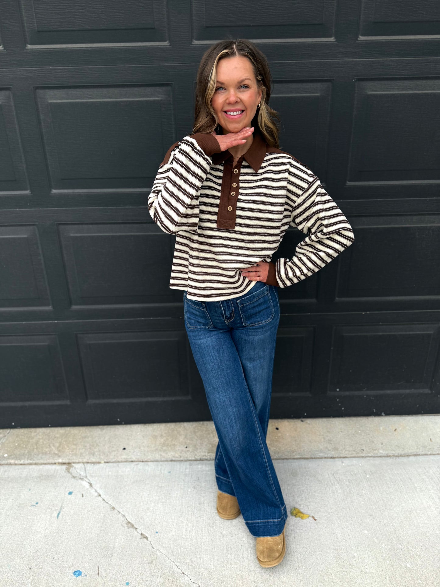 Striped Collar Pull Over