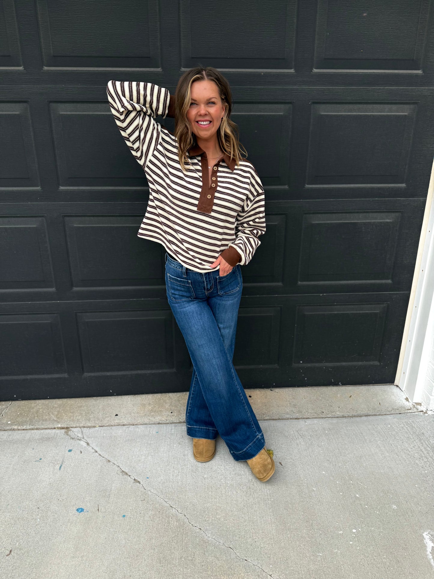 Striped Collar Pull Over