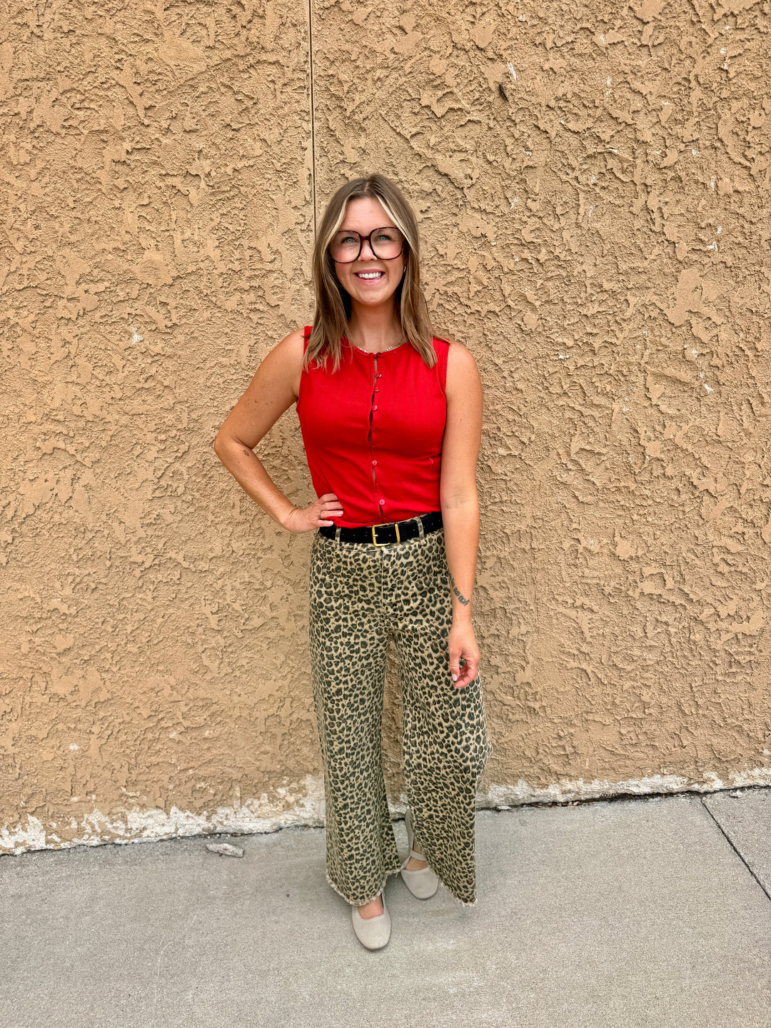 The Wesley Leopard Wide-Leg Denim
