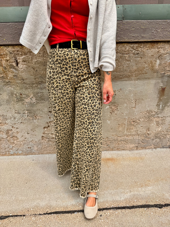 The Wesley Leopard Wide-Leg Denim