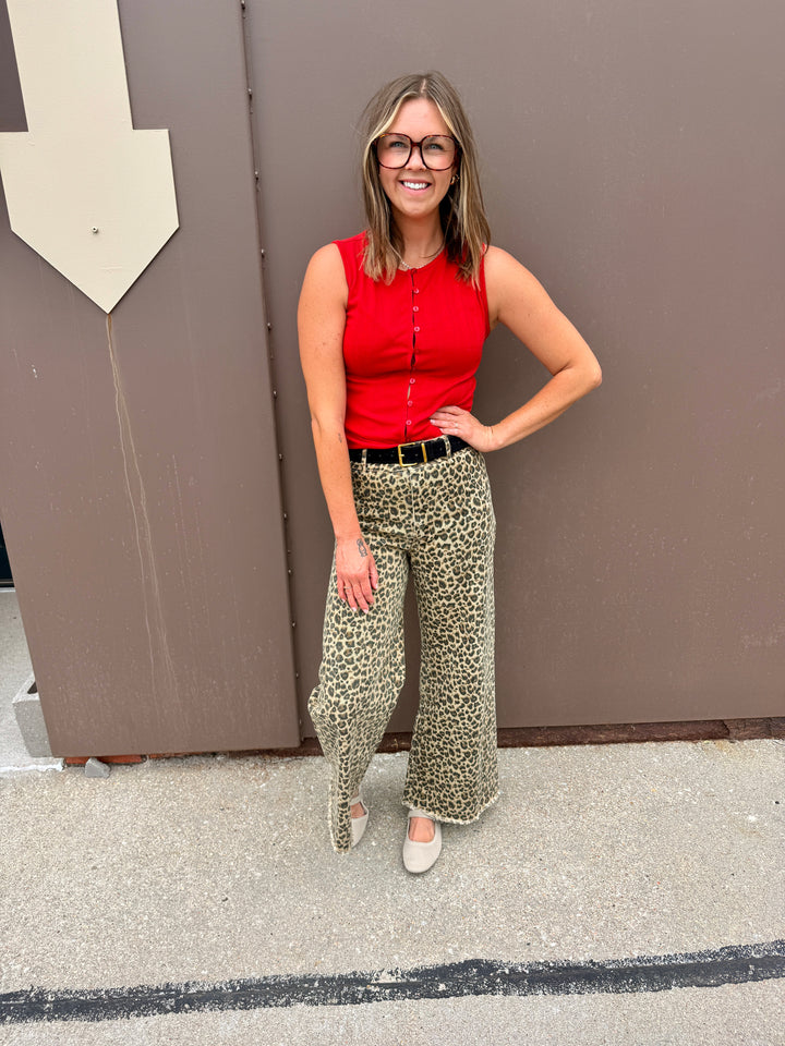 The Wesley Leopard Wide-Leg Denim