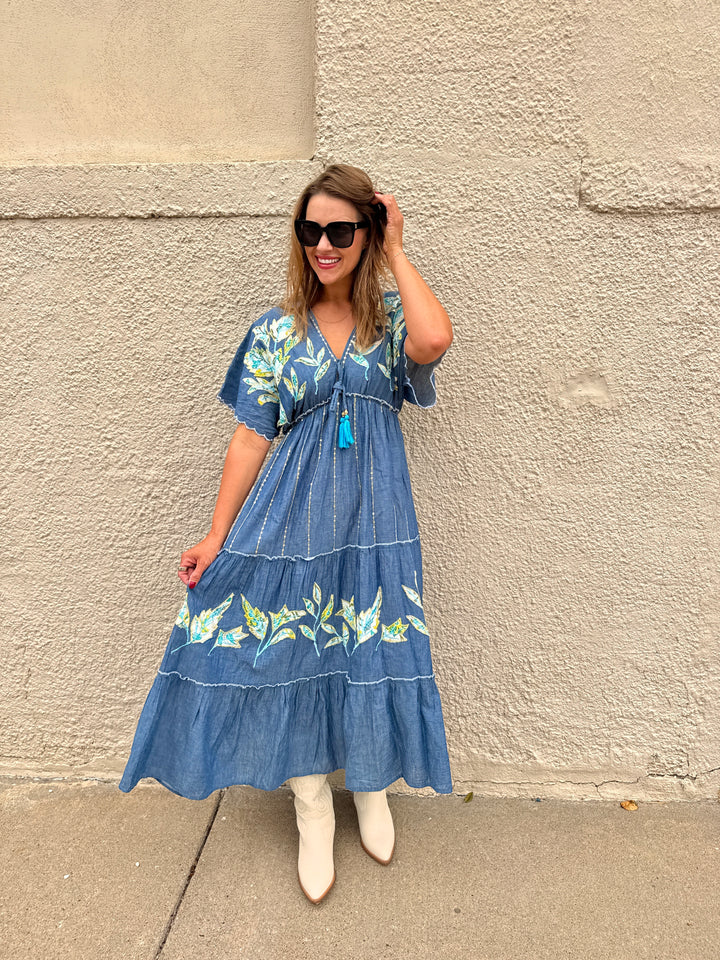 Boho Beauty Denim Maxi Dress
