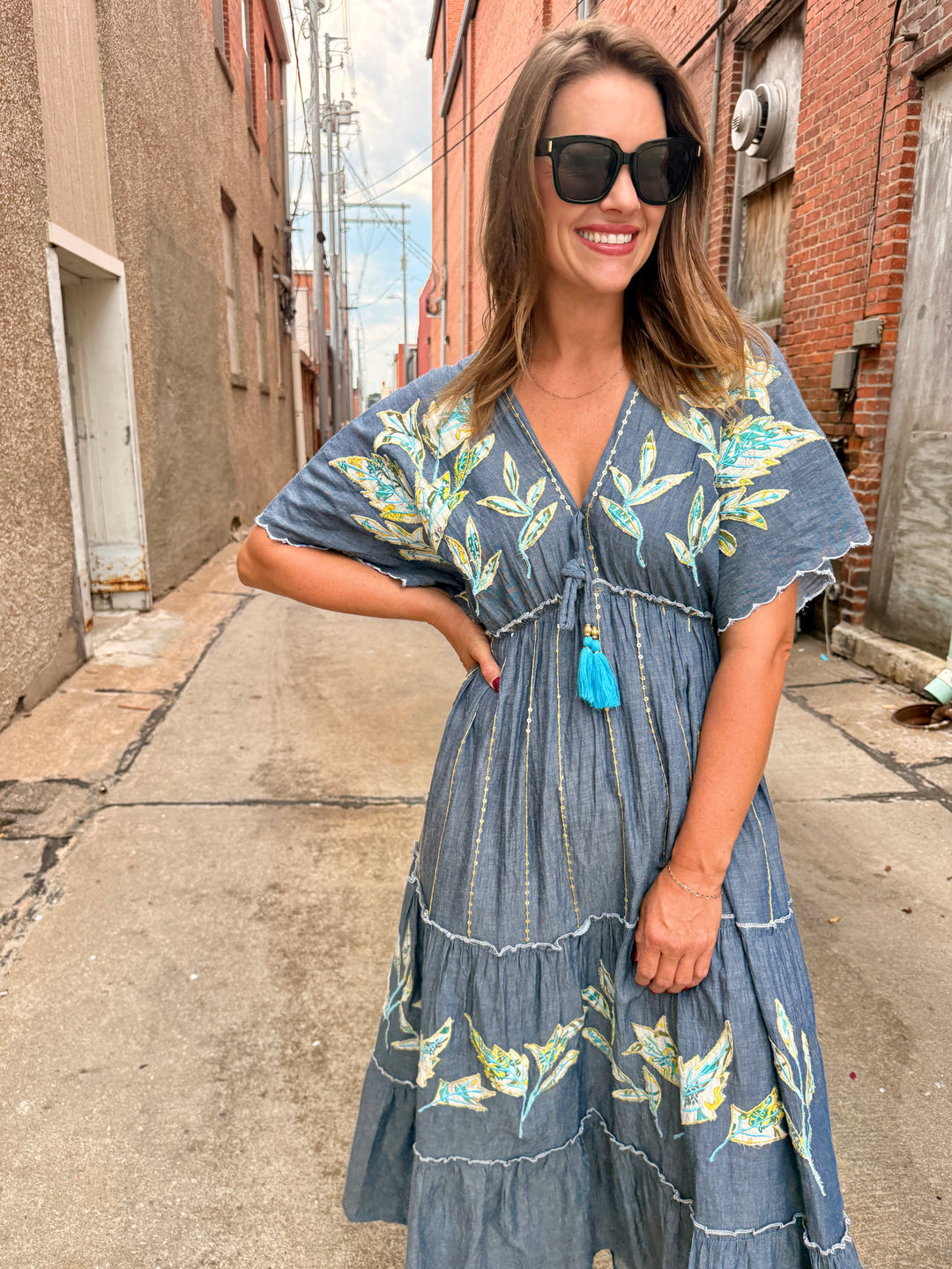 Boho Beauty Denim Maxi Dress