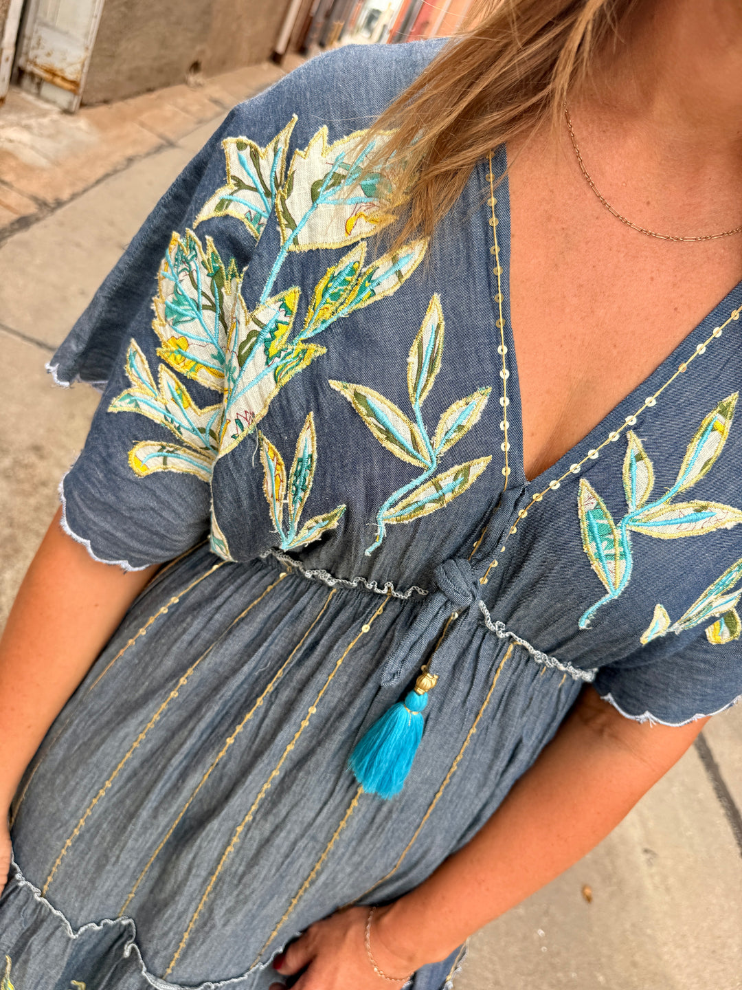 Boho Beauty Denim Maxi Dress
