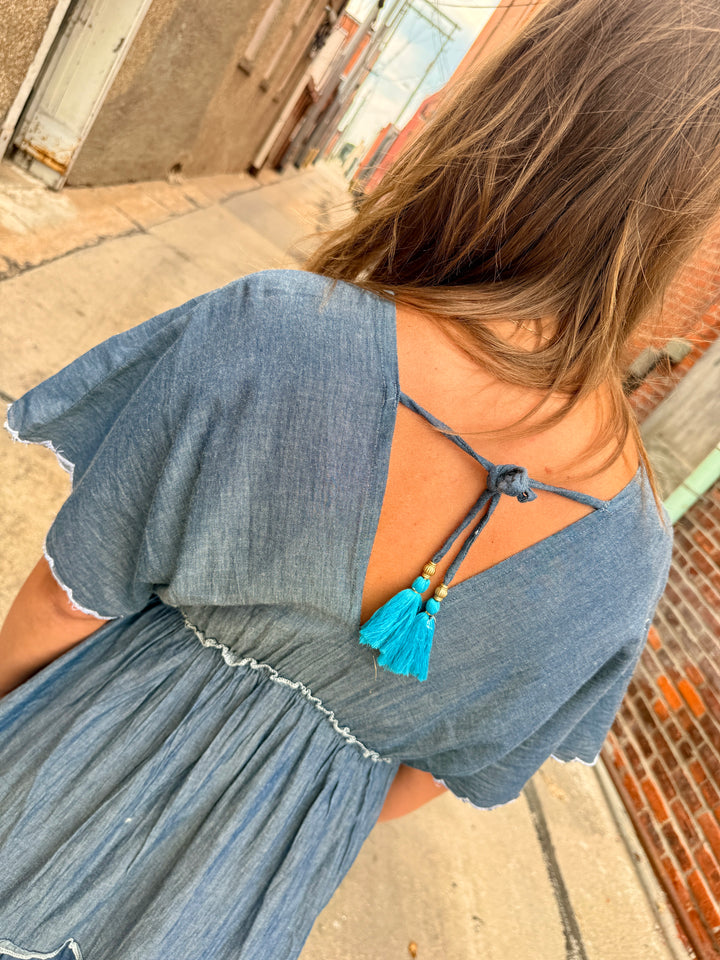 Boho Beauty Denim Maxi Dress