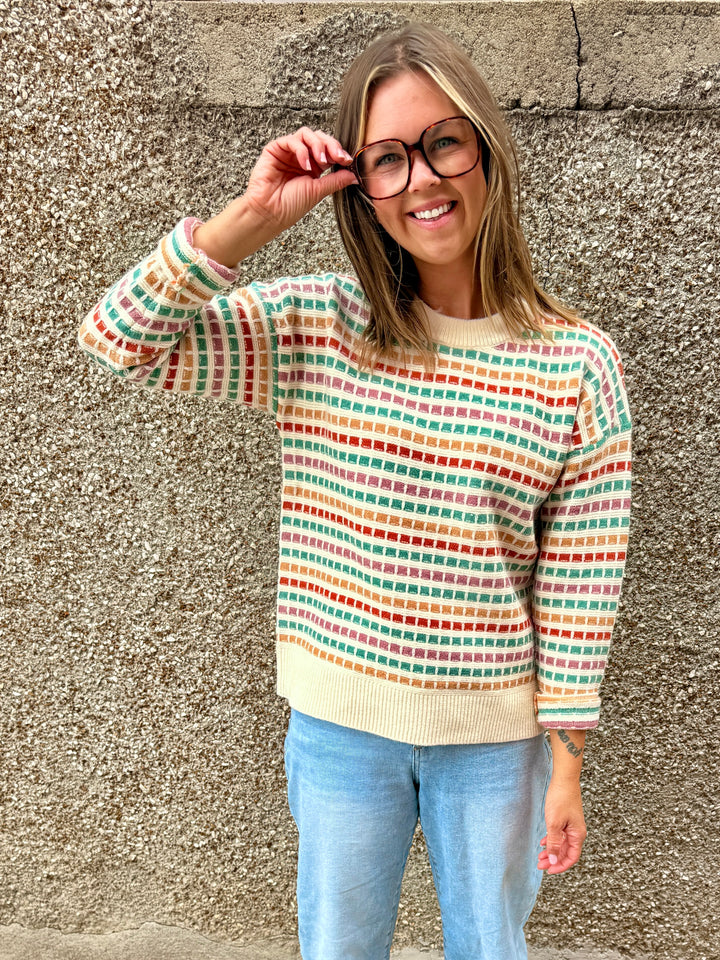 The Vivienne Textured Striped Pullover