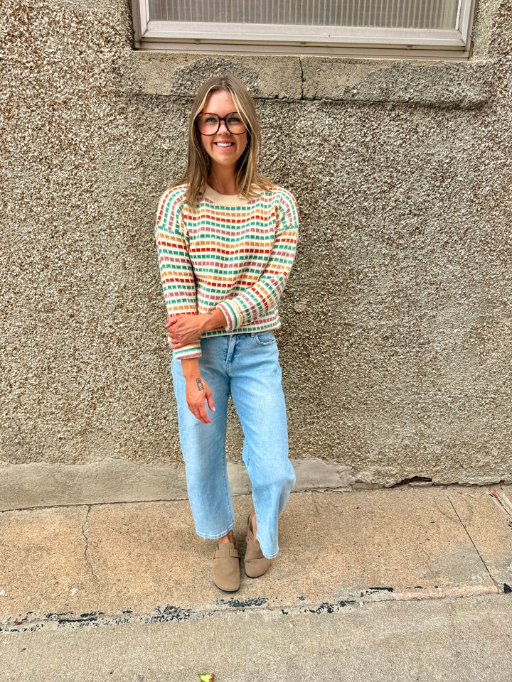 The Vivienne Textured Striped Pullover