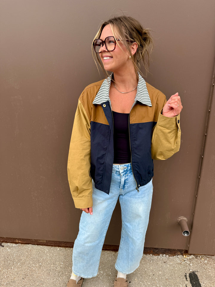 Falling for Fall Colorblock Bomber Jacket