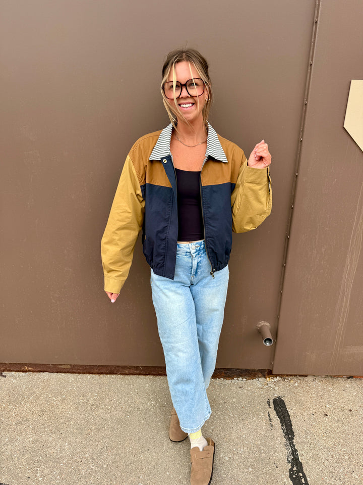 Falling for Fall Colorblock Bomber Jacket
