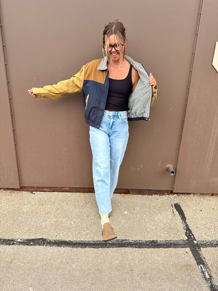 Falling for Fall Colorblock Bomber Jacket