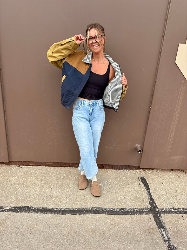 Falling for Fall Colorblock Bomber Jacket