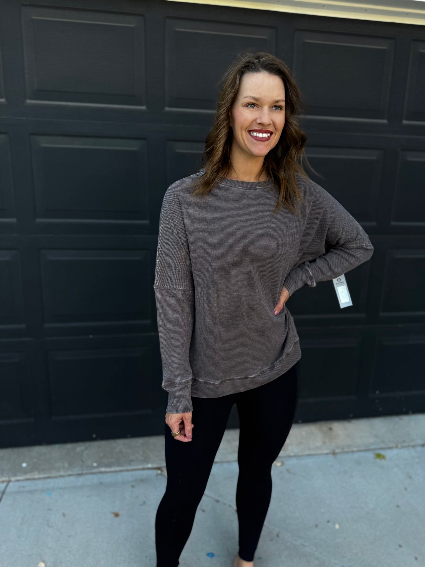 Waffle Ribbed Pullover