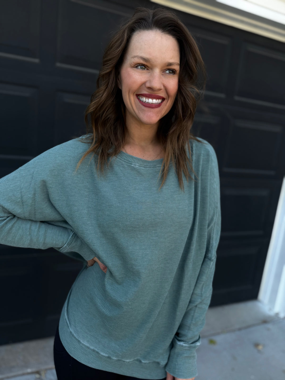 Waffle Ribbed Pullover