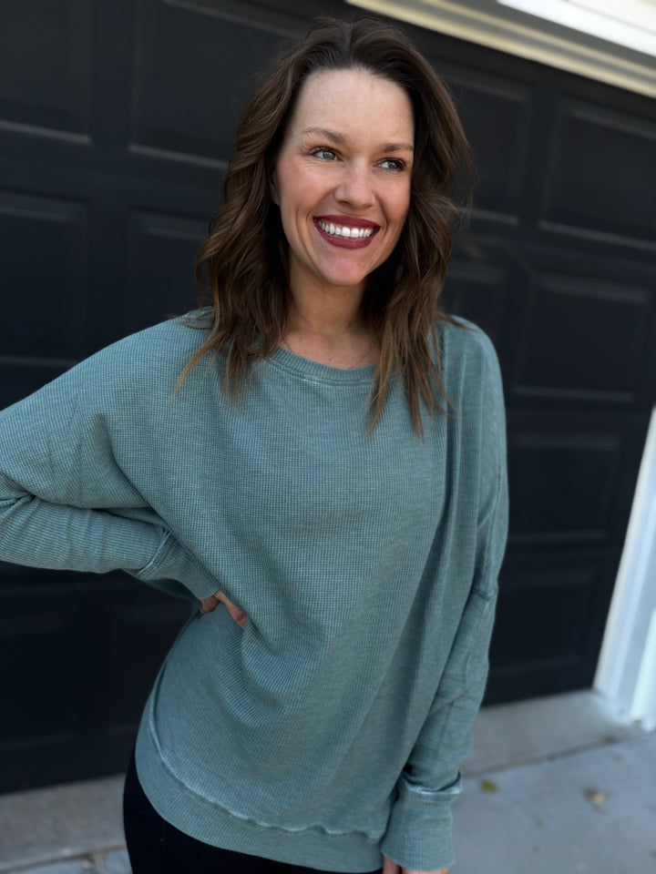 Waffle Ribbed Pullover