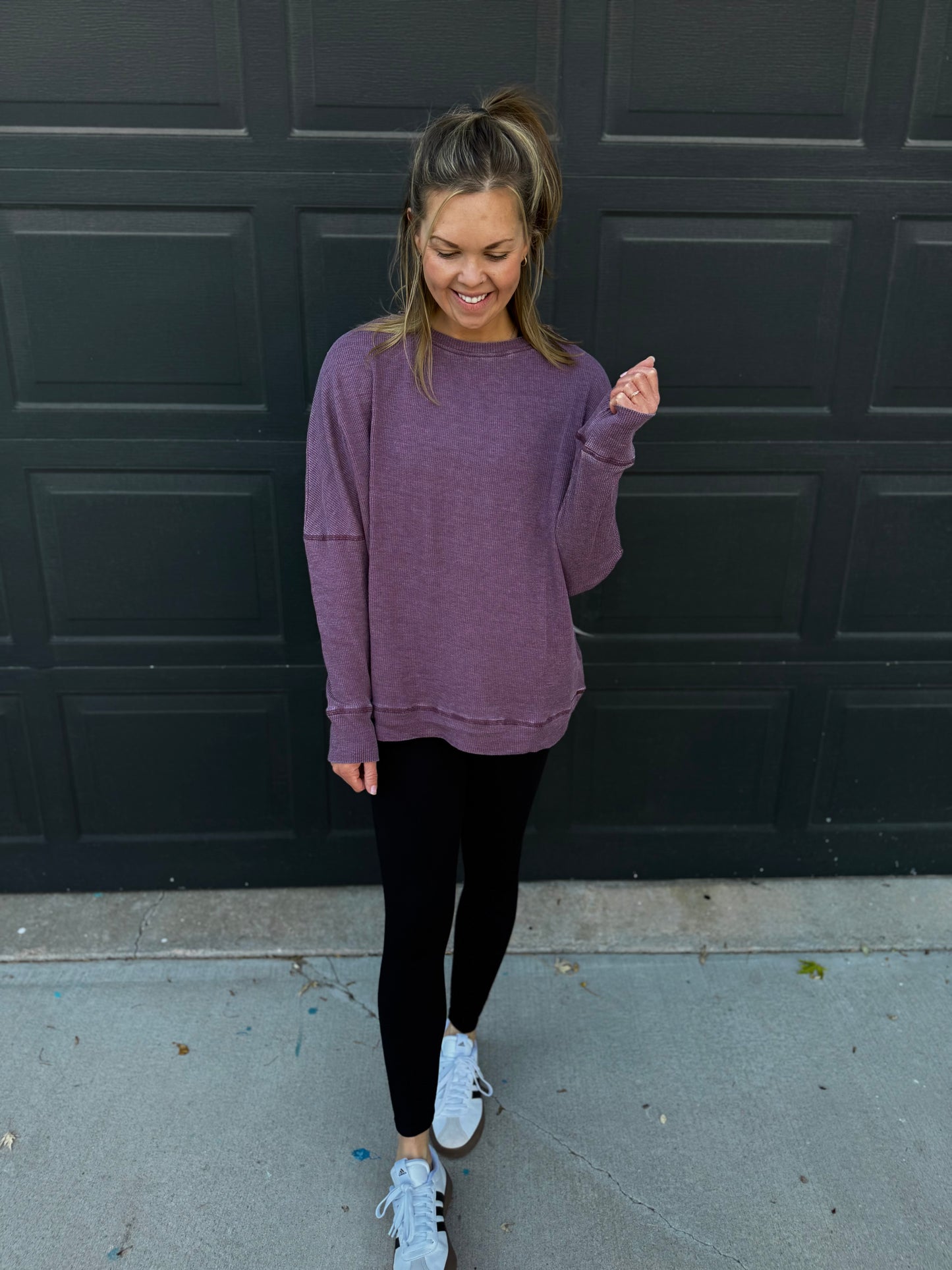 Waffle Ribbed Pullover