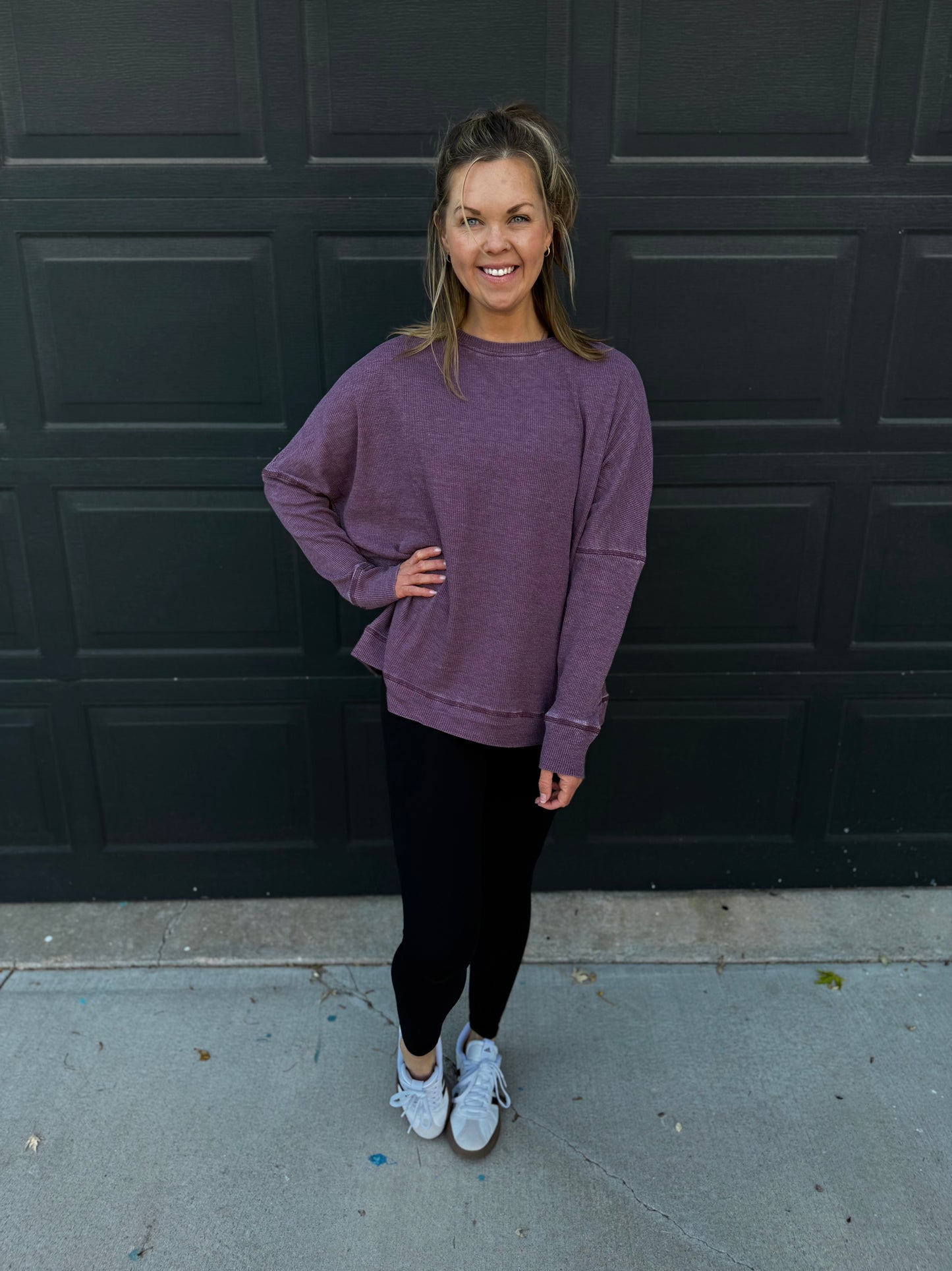 Waffle Ribbed Pullover