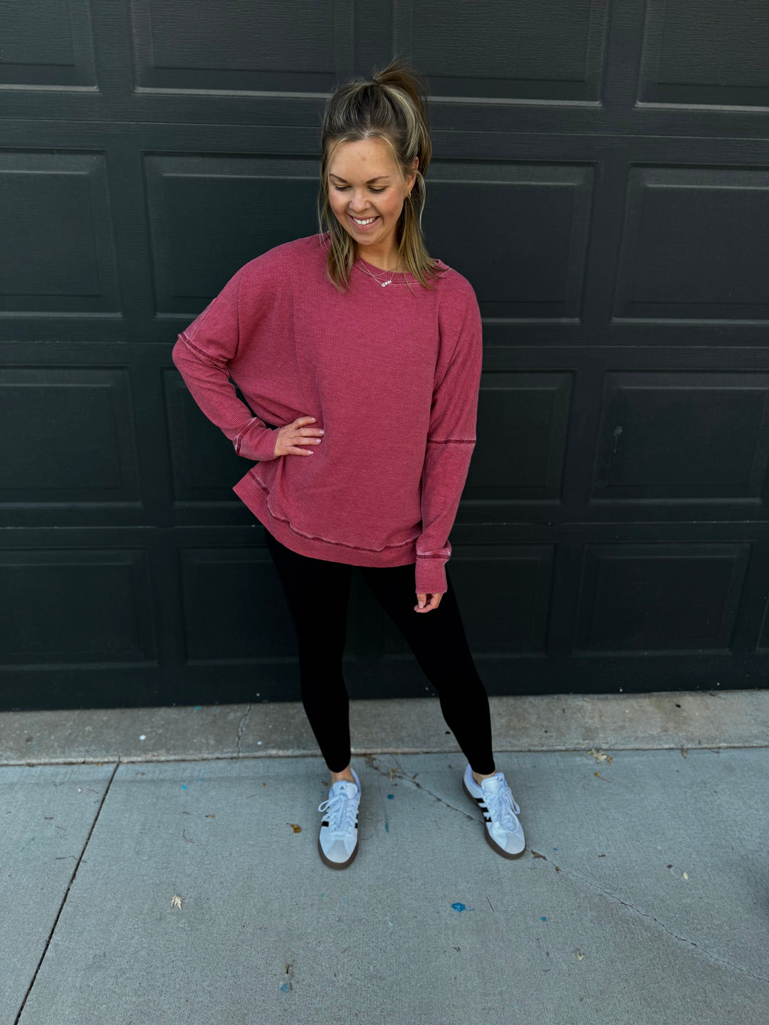Waffle Ribbed Pullover
