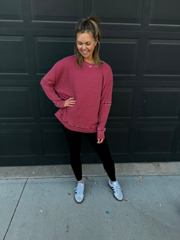 Waffle Ribbed Pullover