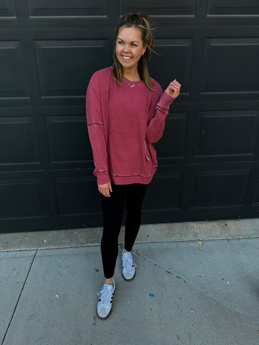 Waffle Ribbed Pullover